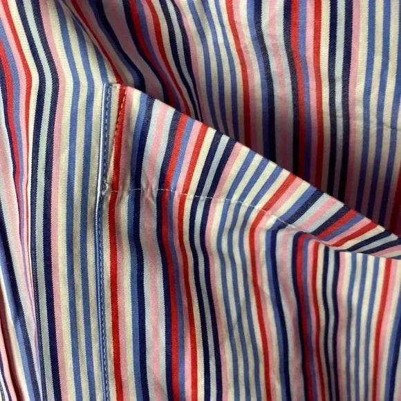 PETER MILLAR MENS SIZE 17/43 COTTON LONG SLEEVE SHIRT PINK  PURPLE NAVY STRIPES - Picture 7 of 14